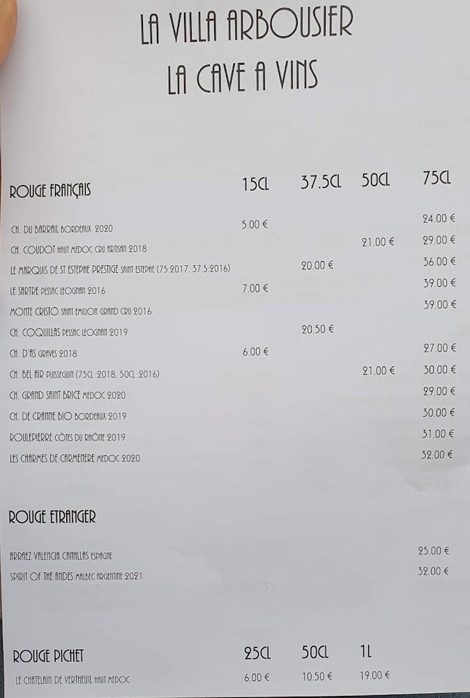 La Villa ARBOUSIER - Menu Image 1